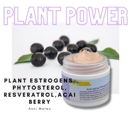 anti-oxidant cream with phytoestrogen resperatrol phytosterol acai berry