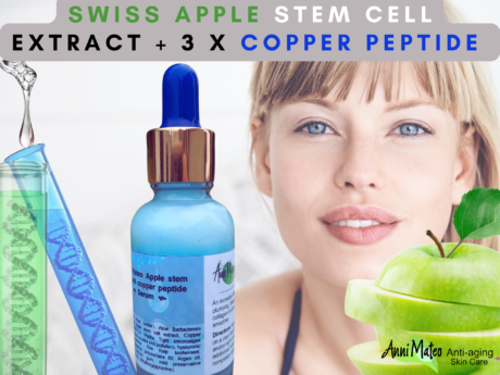 Swiss apple stem cell extract, triple Copper peptide and hyaluronic acid serum